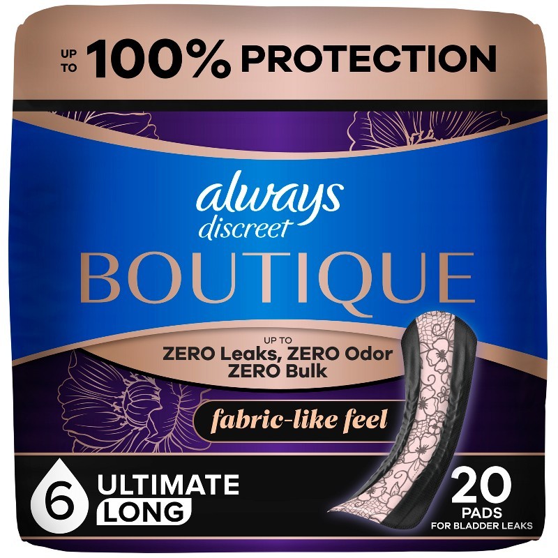 Boutique Incontinence Pads for Women - Extra Heavy - Long