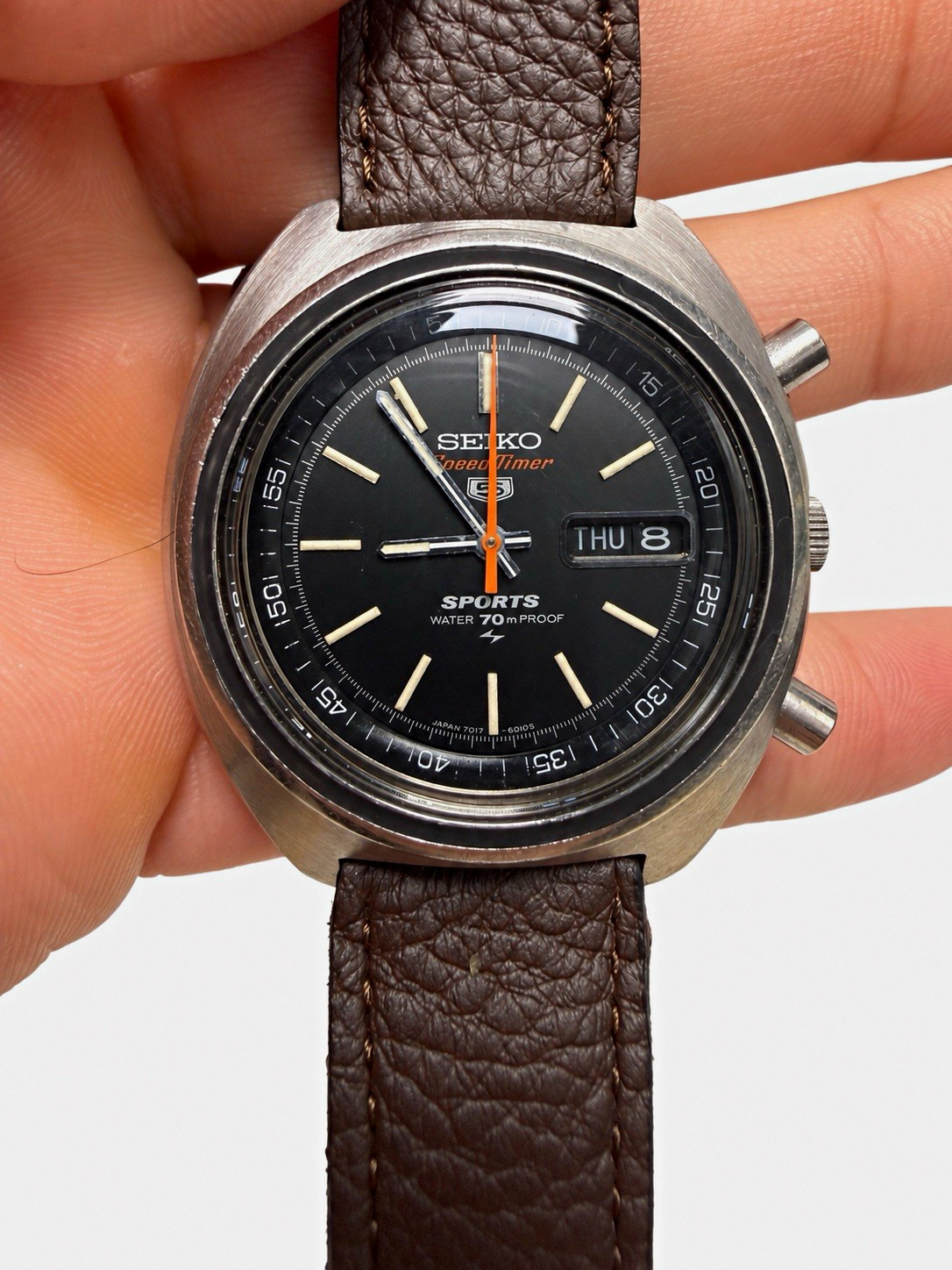 Vintage Seiko Speedtimer 7017-6010 Automatic Chronograph Day/Date Black Dial Vintage Seiko Speedtimer 7017-6010 Automatic Chronograph Day/Date Black Dial