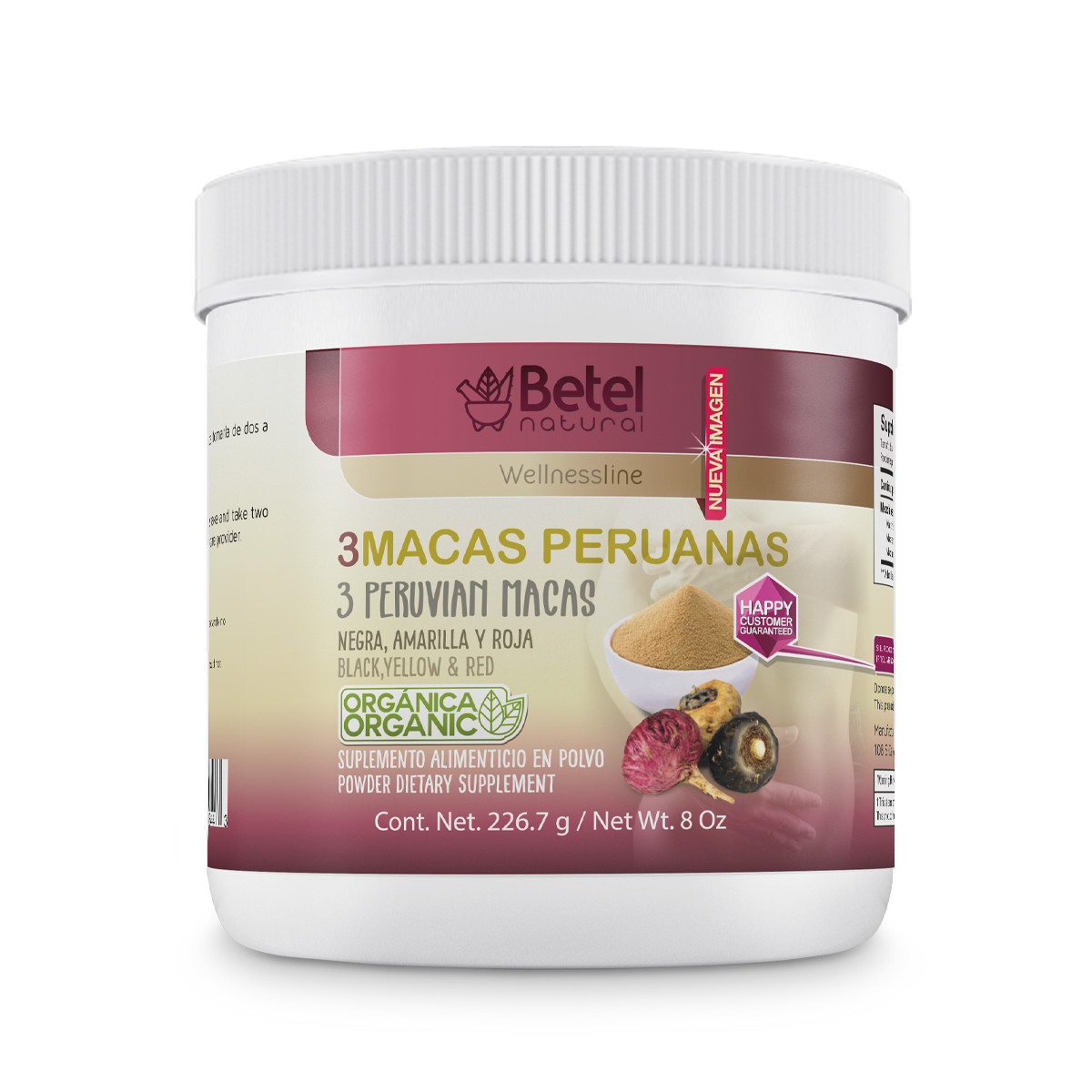 Organic 3 Peruvian Macas Powder by Betel Natural - Black, Yellow & Red Maca 8 Oz