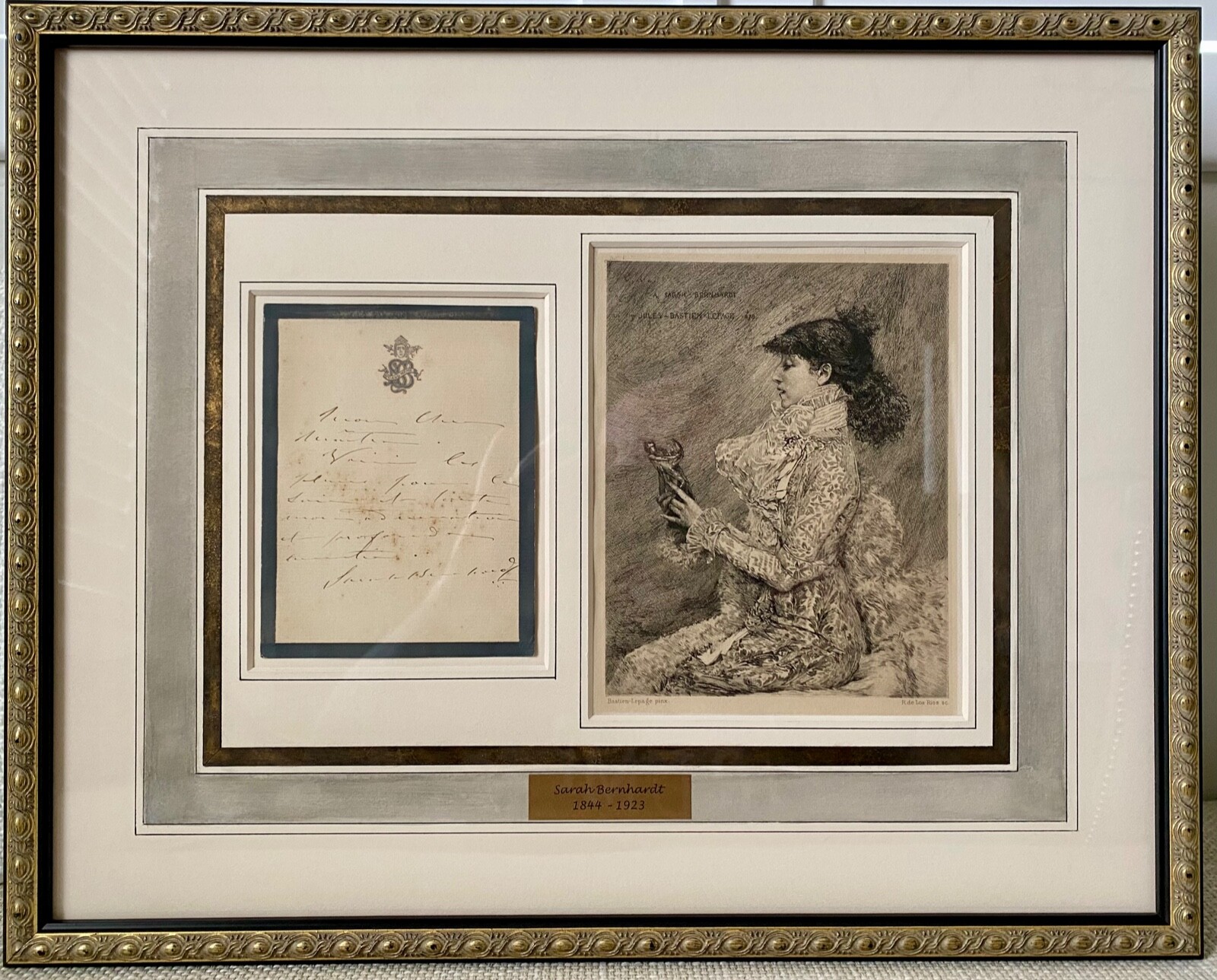 SARAH BERNHARDT ORIGINAL SIGNED LETTER + BASTIEN-LEPAGE / LOS RIOS 1879 PORTRAIT SARAH BERNHARDT ORIGINAL SIGNED LETTER + BASTIEN-LEPAGE / LOS RIOS 1879 PORTRAIT