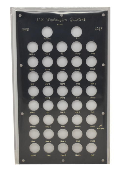 Black Capital Plastics 1932-1947 Complete Silver Washington Quarters Holder
