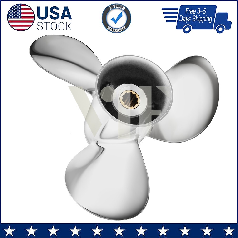 9.9 x 14 Stainless Outboard Boat Propeller for Tohatsu 25-30HP 10tooth RH 9.9 x 14 Stainless Outboard Boat Propeller for Tohatsu 25-30HP 10tooth RH