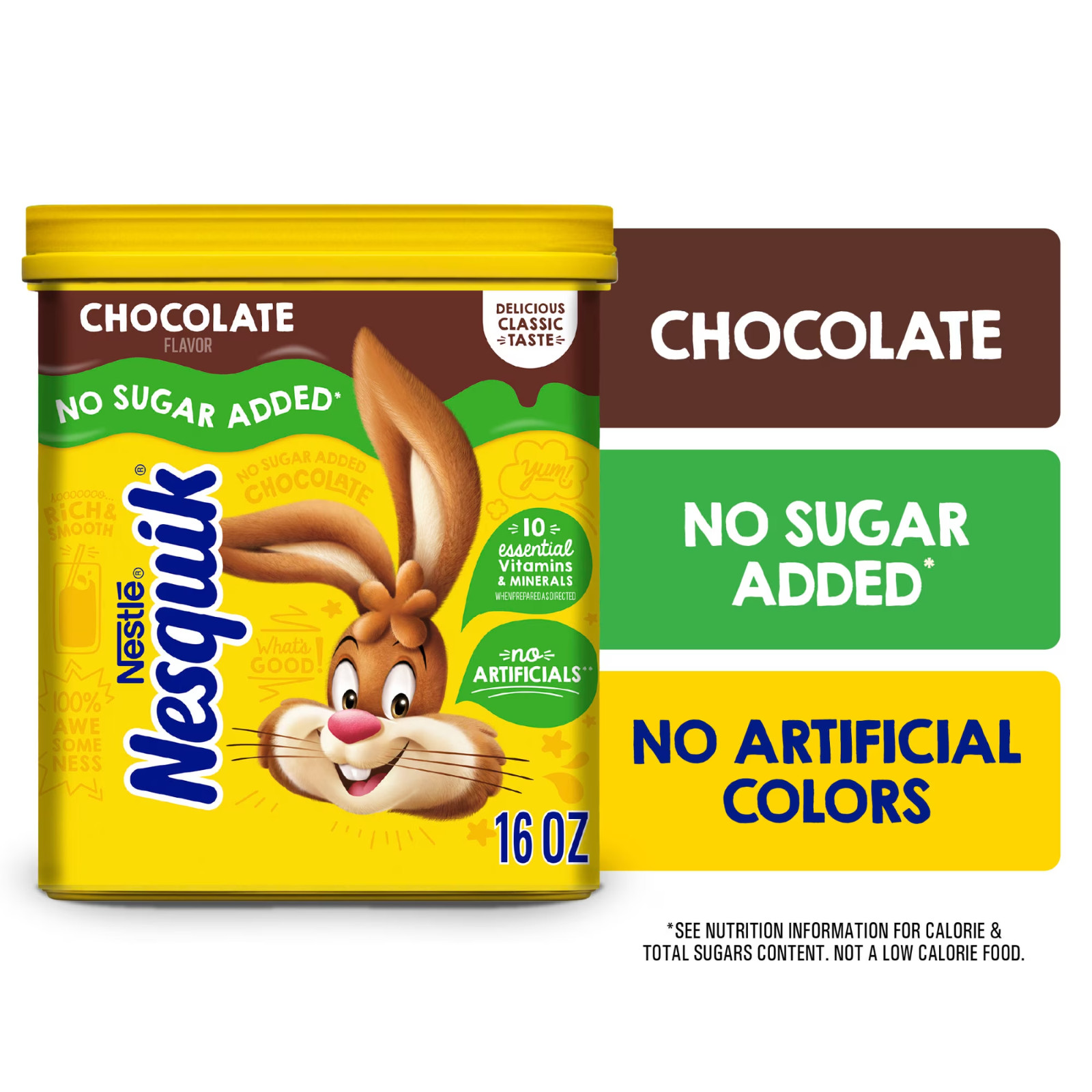 Nestle Nesquik No Sugar Added Chocolate Powder, 16 oz, Can, Makes Instant Chocol Nestle Nesquik No Sugar Added Chocolate Powder, 16 oz, Can, Makes Instant Chocol