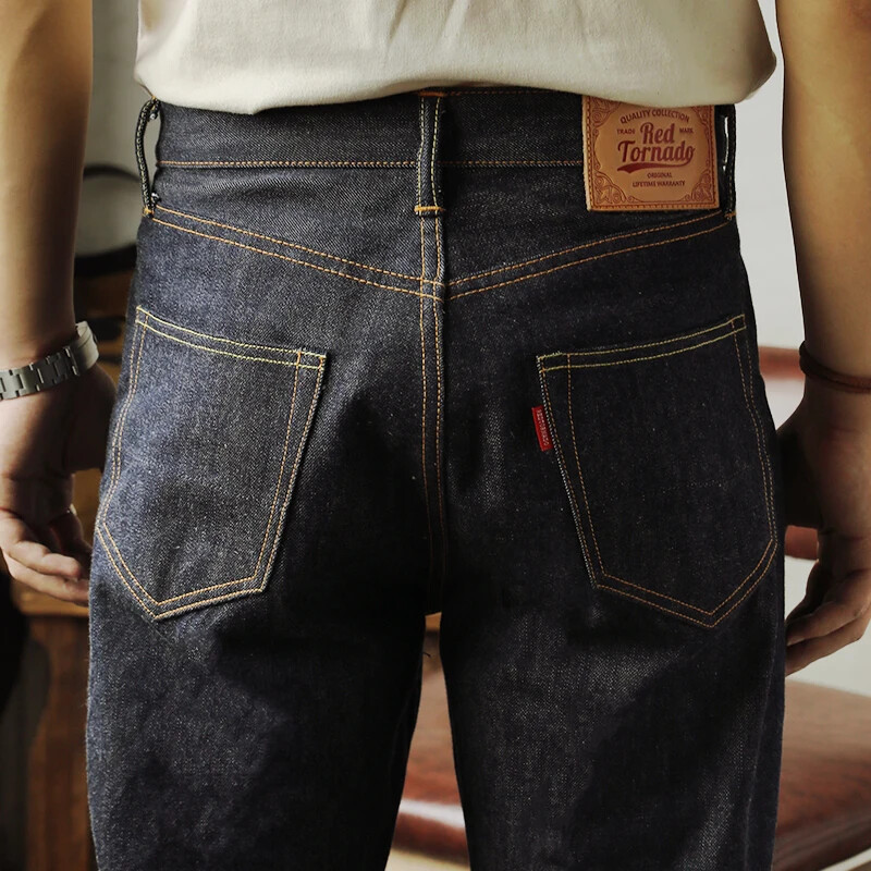 Men's 14oz Jeans Raw Red Line Selvedge Denim Pants Red Tornado Trousers 55501 Men's 14oz Jeans Raw Red Line Selvedge Denim Pants Red Tornado Trousers 55501