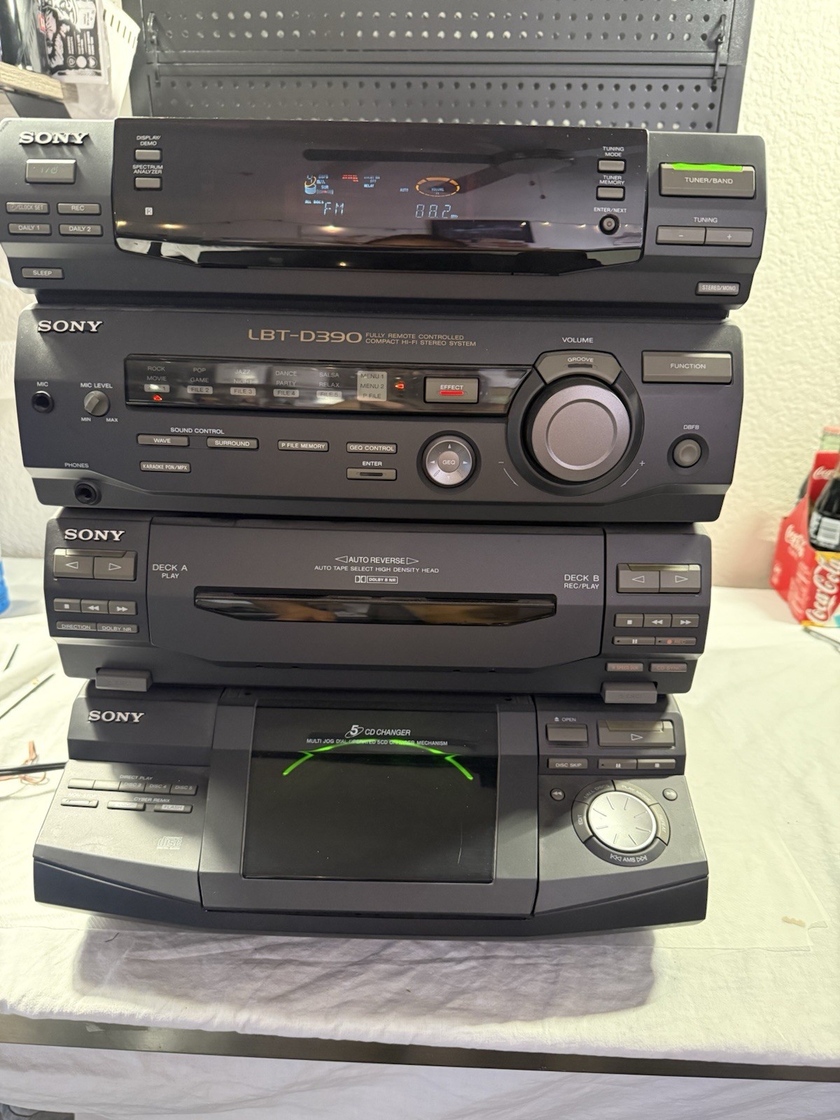 Sony LBT-D390 HCD-D390 Stereo 5 CD Changer Dual Cassette Tested No Speakers