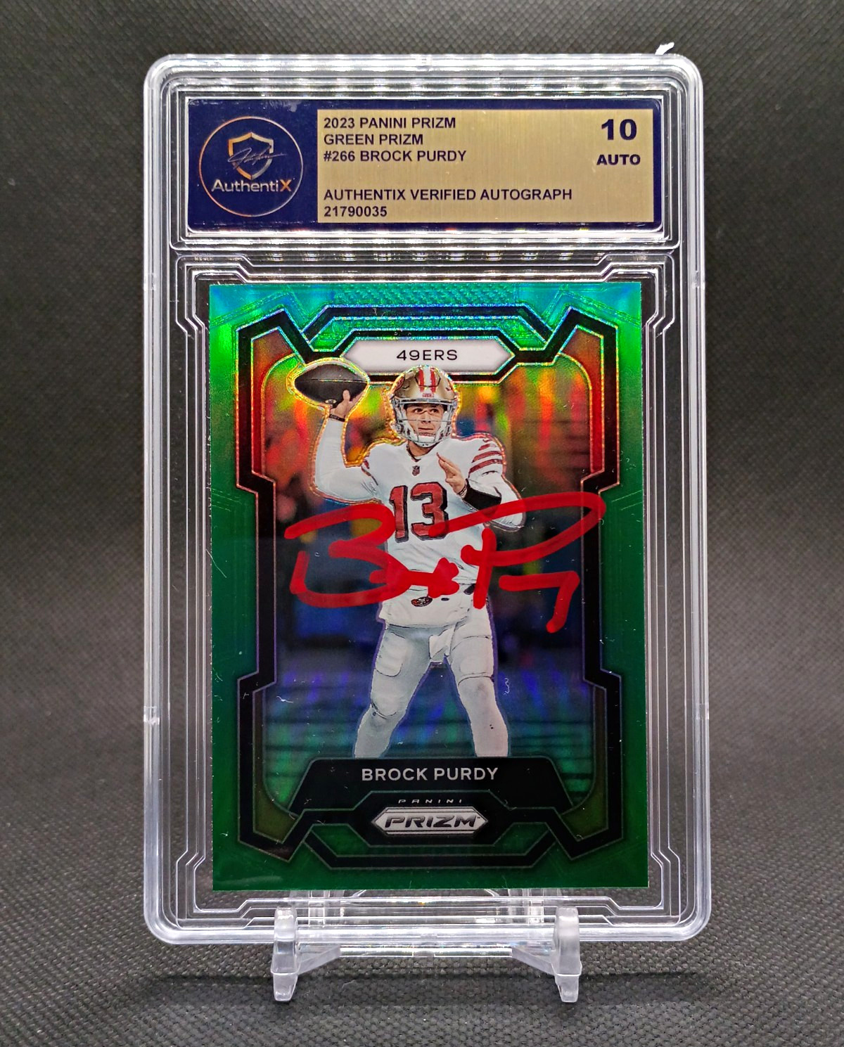 Brock Purdy | 2023 Panini Prizm Green Prizm Auto | 49ers | Authentix 10 | P139