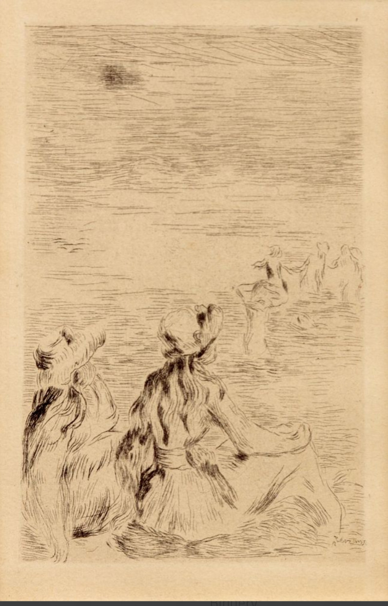 Pierre-Auguste Renoir: Sur la plage, a Berneval, ca. 1892 etching Pierre-Auguste Renoir: Sur la plage, a Berneval, ca. 1892 etching