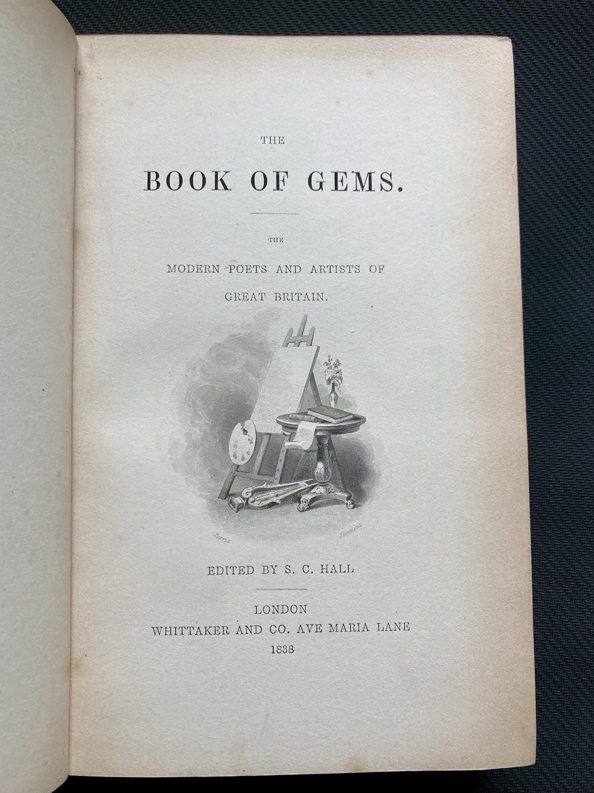 Antique-Book of Gems, Modern poets and artists of Great Britain. Published 1838