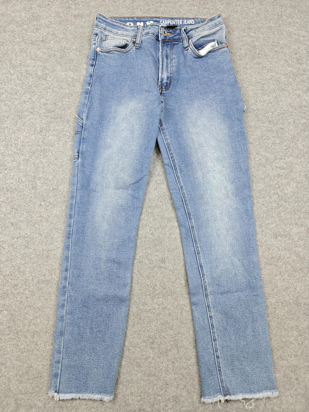 S.O.N.G. Carpenter Jeans Juniors 7 28 Blue Light Wash High Rise Distressed Denim