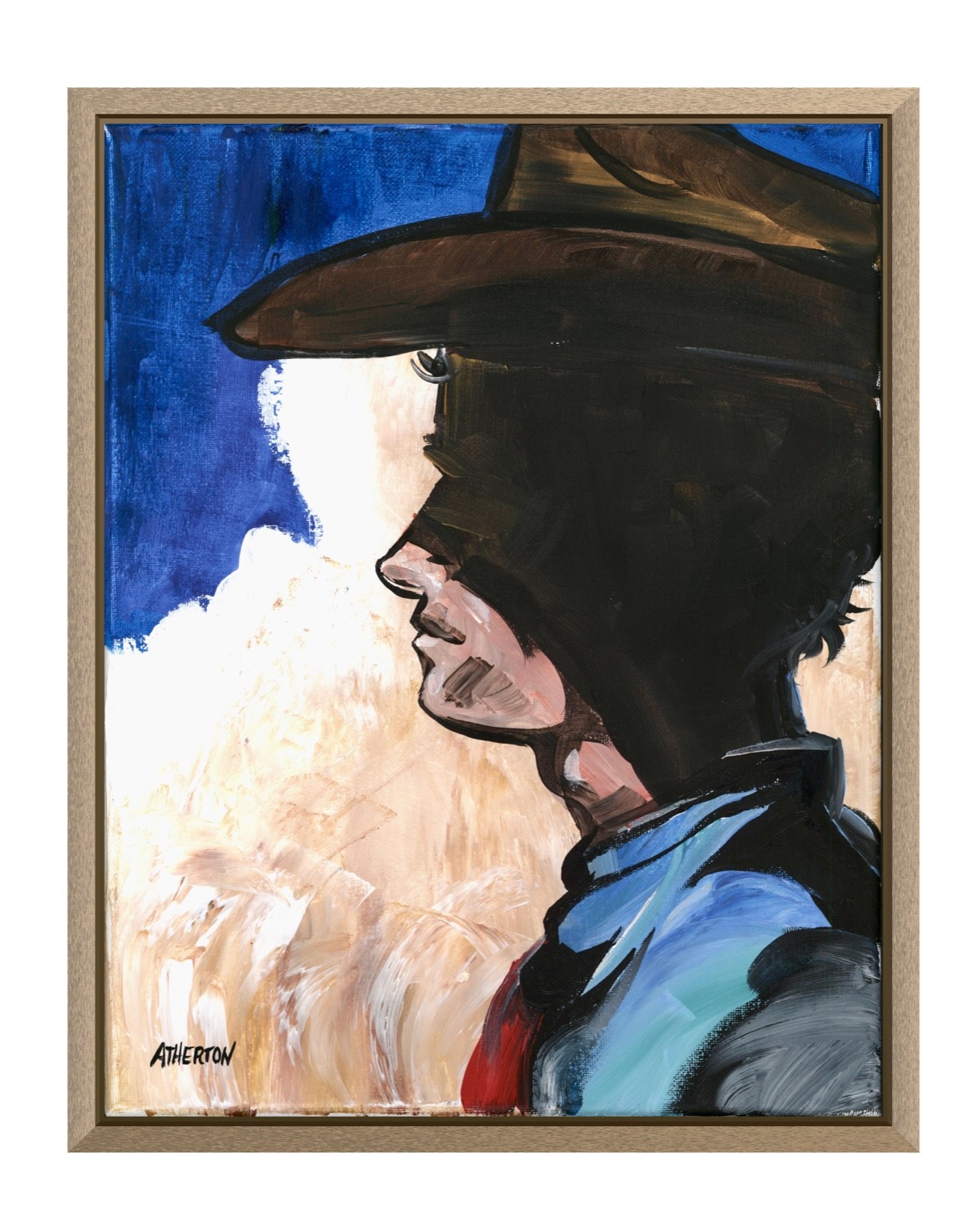 Atherton 11x14 Original Cowboy portrait hand Painted \ Atherton 11x14 Original Cowboy portrait hand Painted \