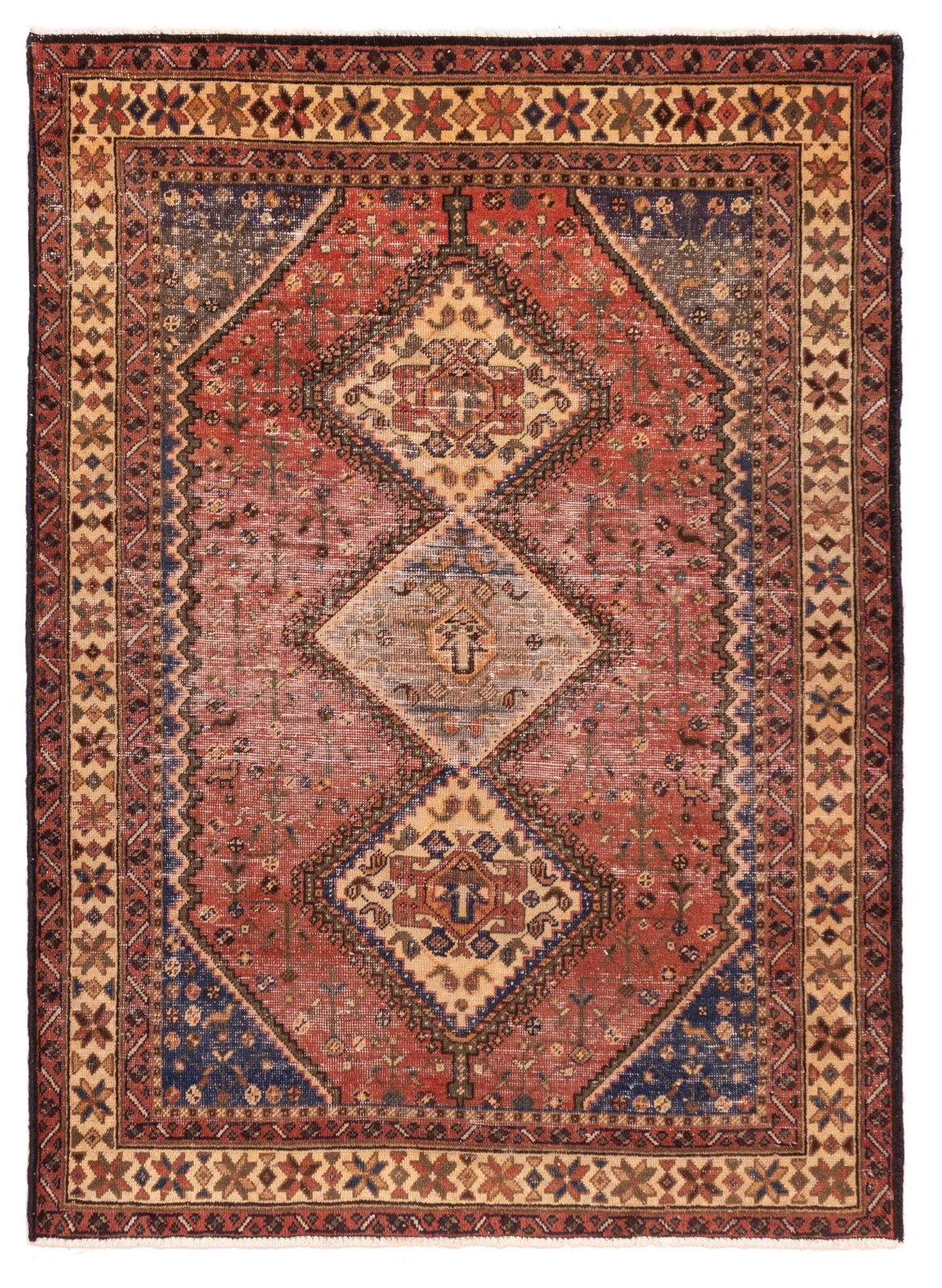Vintage Traditional Hand-Knotted Area Rug 4\'7\