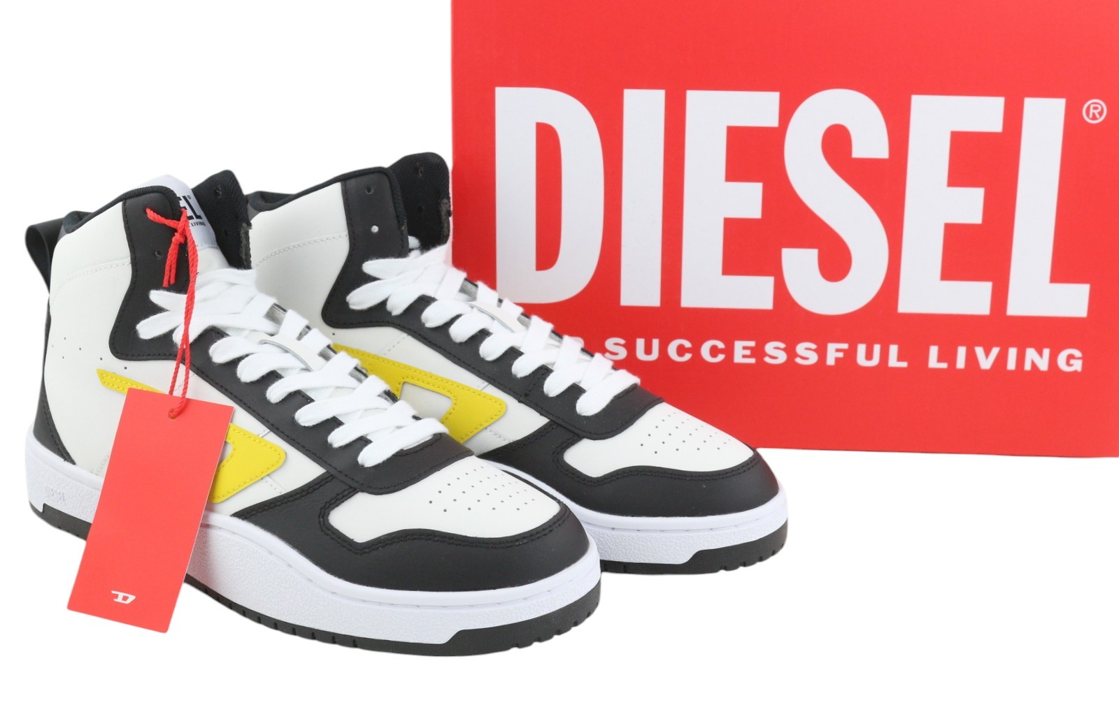 DIESEL Men Sneakers S-Ukiyo V2 Mid EU44 White Cow Leather Lace Up RRP215