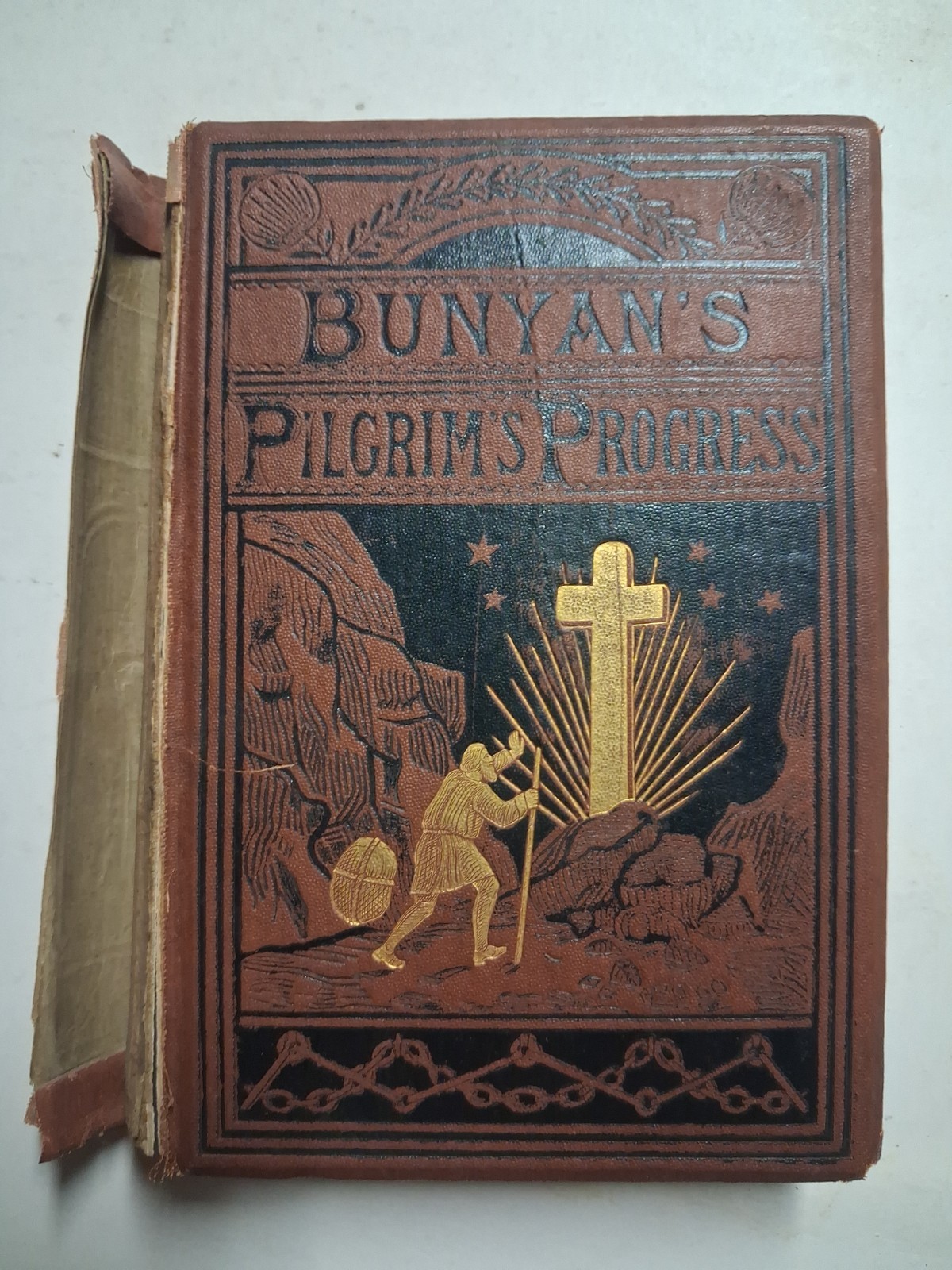1870s-80s John Bunyan's PILGRIM'S PROGRESS Gilded ORNATE Binding Victorian 1870s-80s John Bunyan's PILGRIM'S PROGRESS Gilded ORNATE Binding Victorian