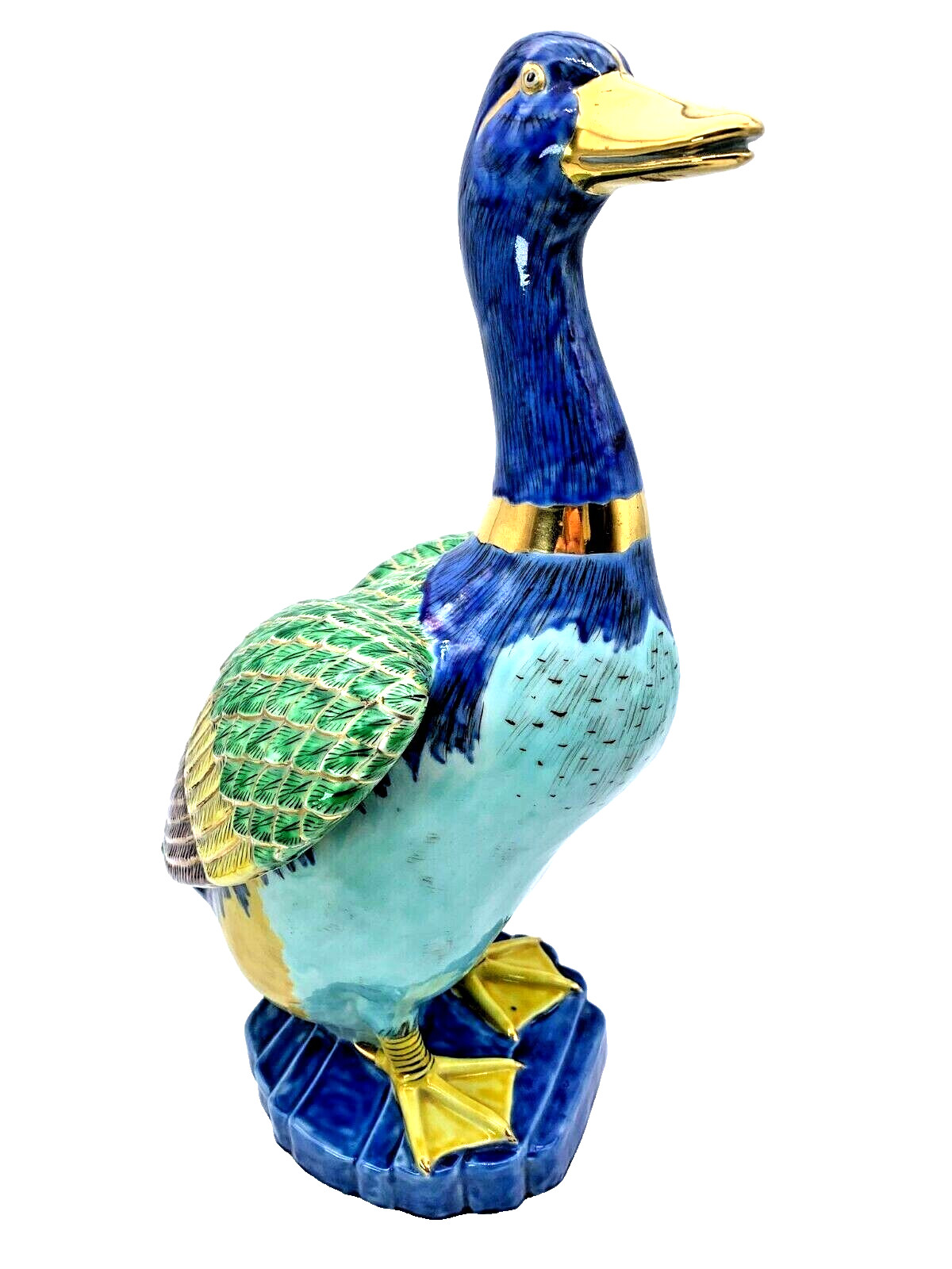 Large Hand Painted Herend Style Vintage Porcelain Duck Sculpture Andrea By Sadek