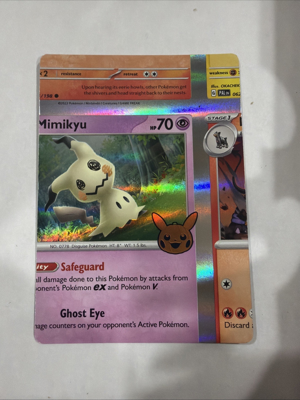 Pokemon Error Mimikyu Holo Trick Or Trade Set NFC (non Factory Cut) - M19 Pokemon Error Mimikyu Holo Trick Or Trade Set NFC (non Factory Cut) - M19