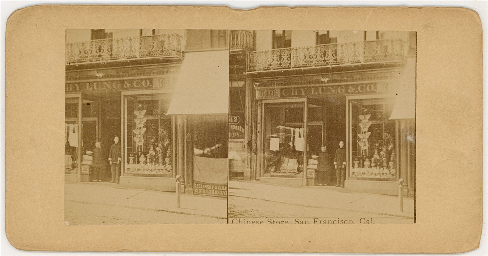 SAN FRANCISCO STEREOVIEW - Chinatown - Chinese Store Front - 1880s