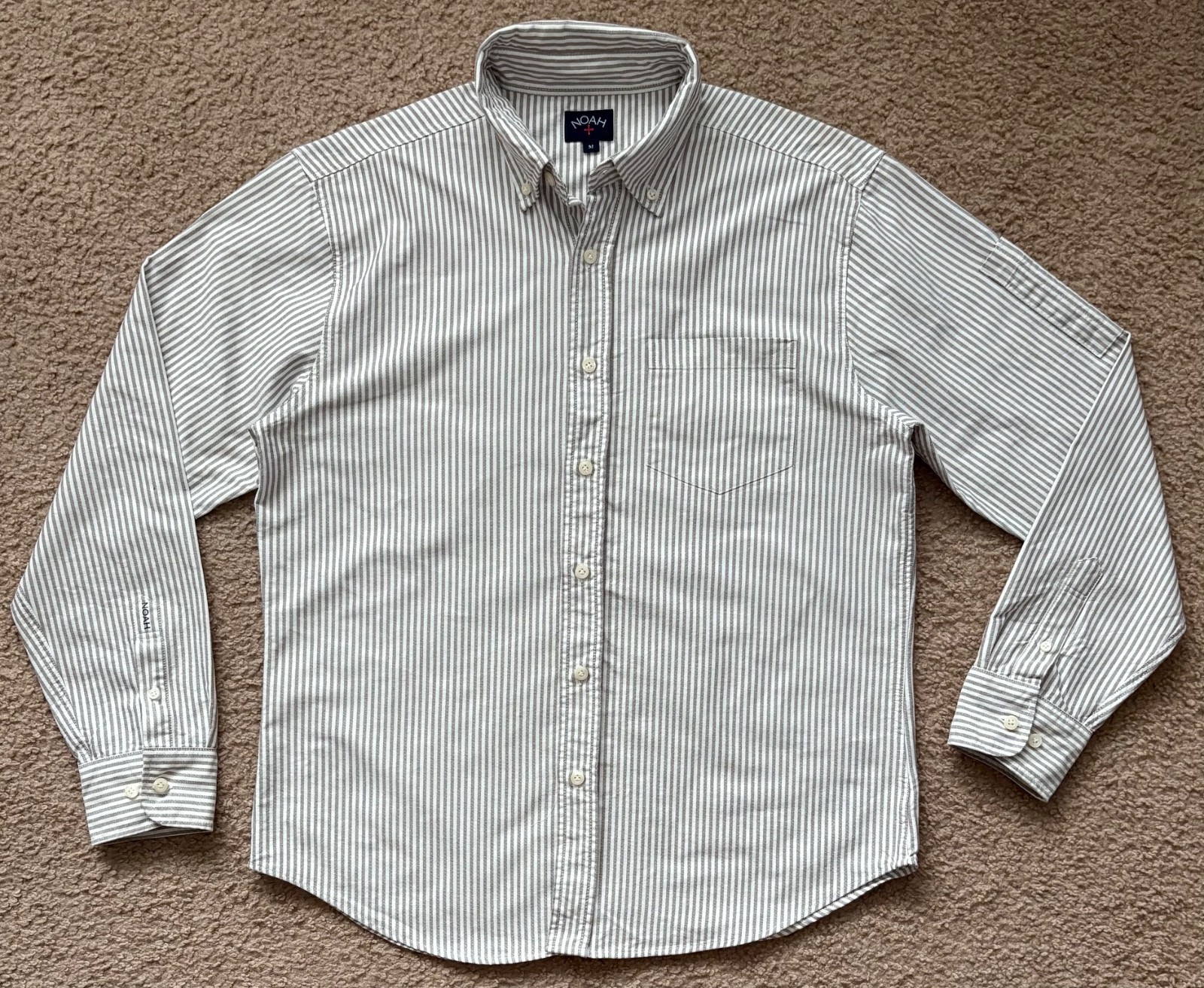 Noah NYC mens Brown OCBD striped button down Preppy Oxford shirt size M Portugal