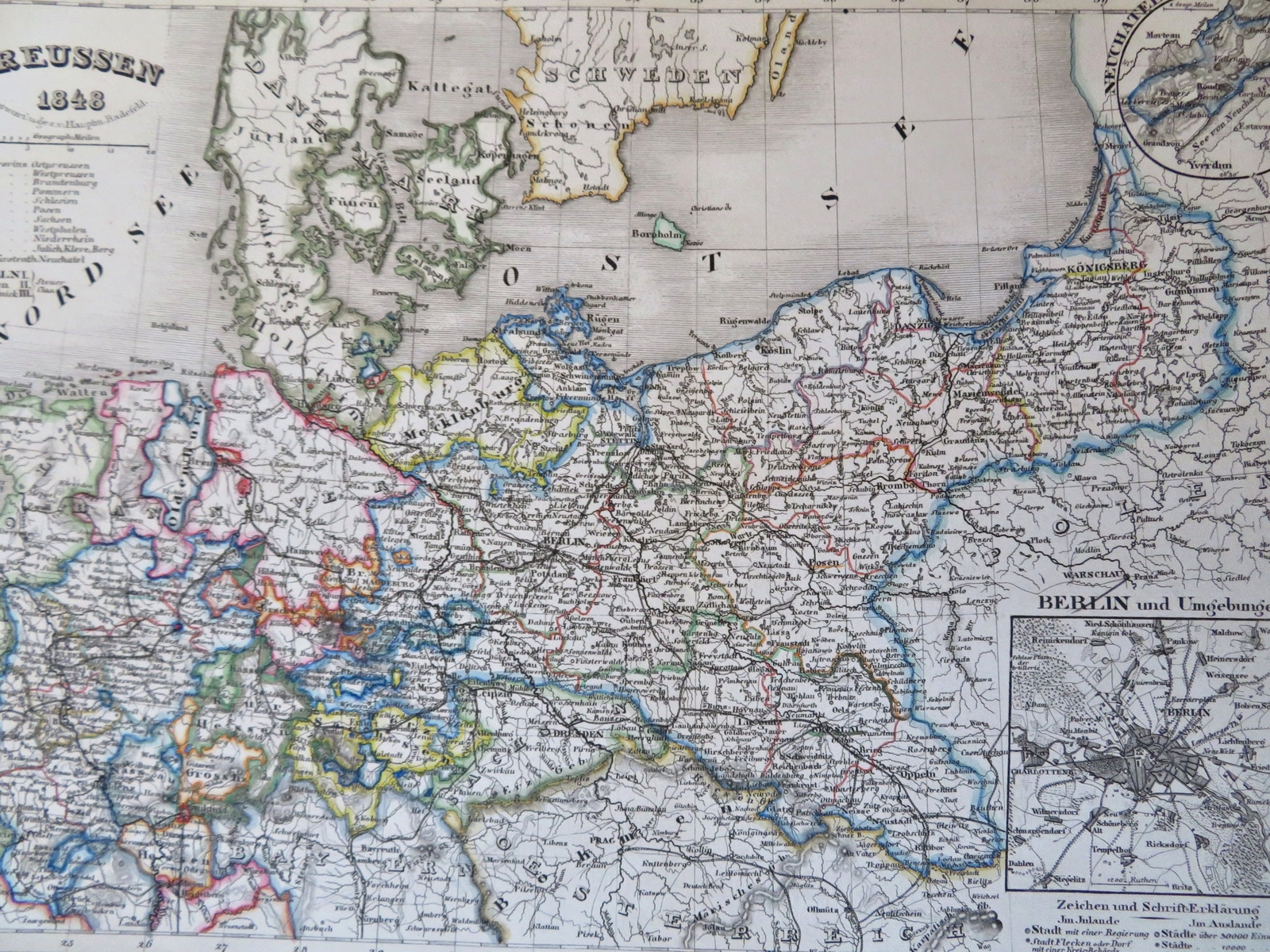 Kingdom of Prussia German Confederation Berlin Saxony 1848 Renner engraved map