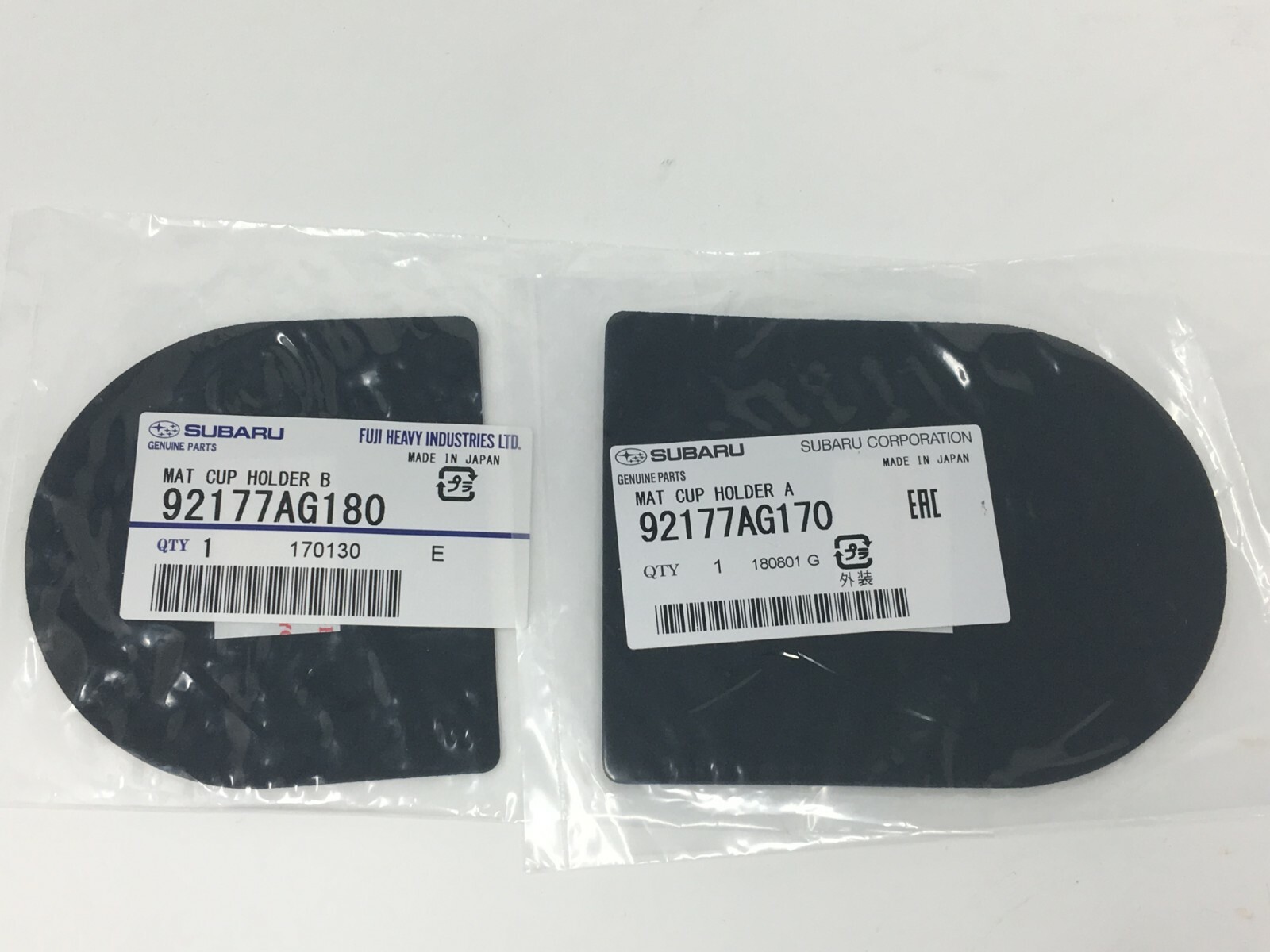 2008-2021 Subaru  WRX STi Cup Holder Mat SET 92177AG170 92177AG180 OEM Crosstrek