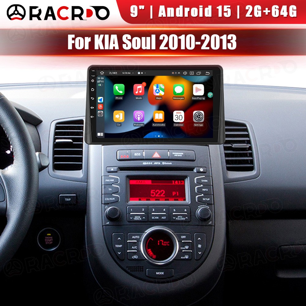 For KIA Soul 2010-2013 Car Stereo Radio Android 15 Apple Carplay GPS Navi 2+64GB
