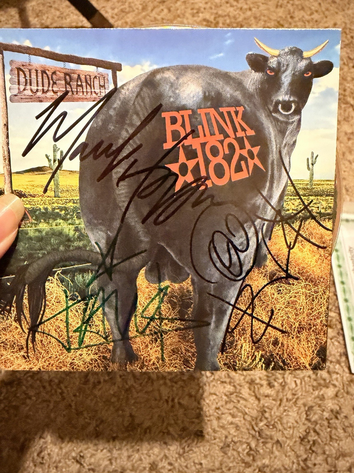 Blink 182 Autographed Album Cover NO COA Blink 182 Autographed Album Cover NO COA