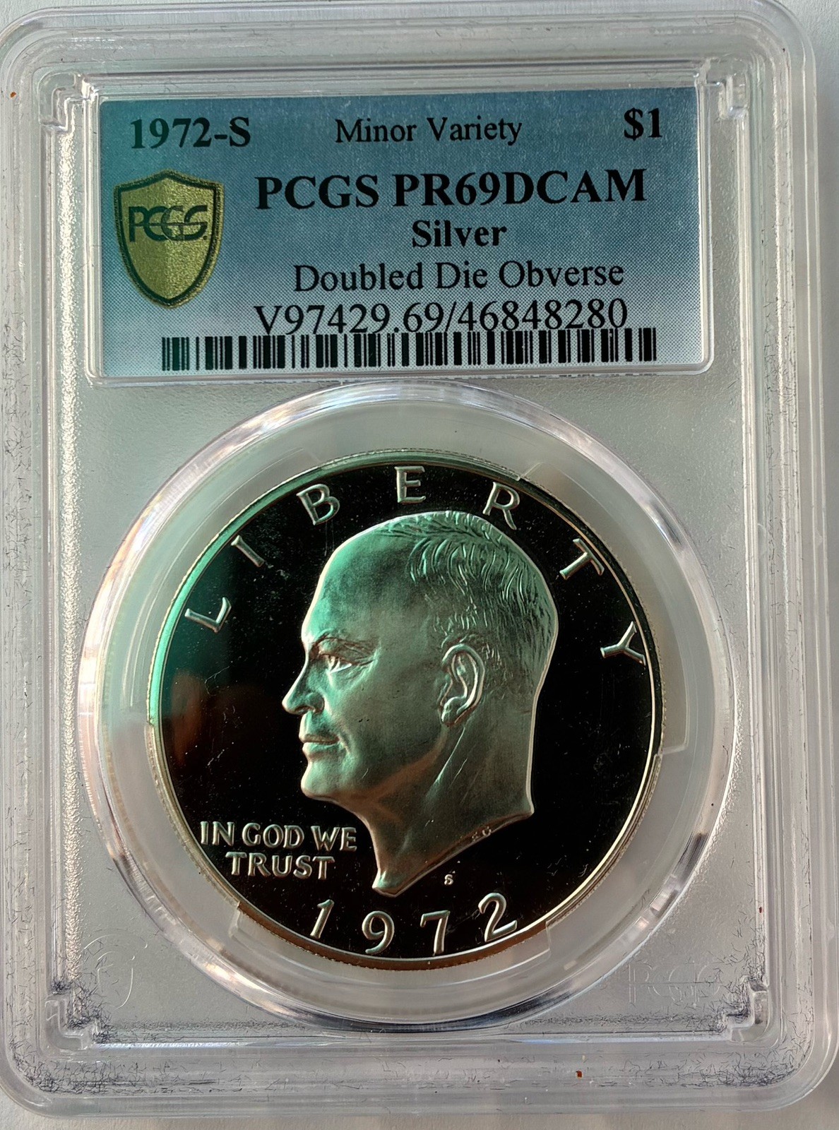1972-S Minor Variety IKE $1 PR69DCAM Silver DDO