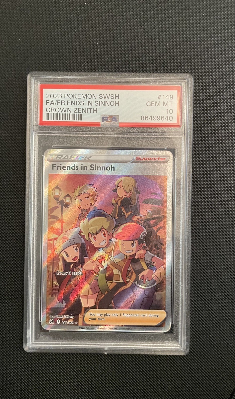 2023 POKEMON SWORD & SHIELD CROWN ZENITH #149 FULL ART/FRIENDS IN SINNOH PSA 10