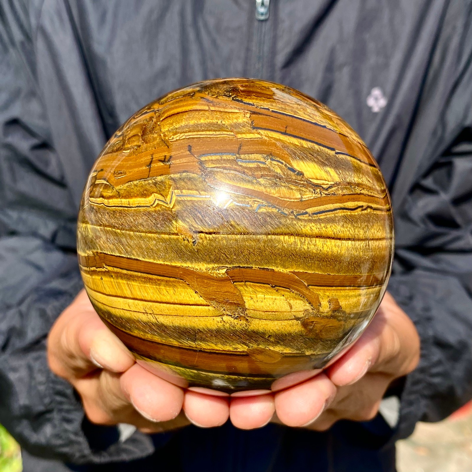 2.6LB Natural Tiger\'s Eye Ball Quartz Crystal Sphere Gem Healing Décor