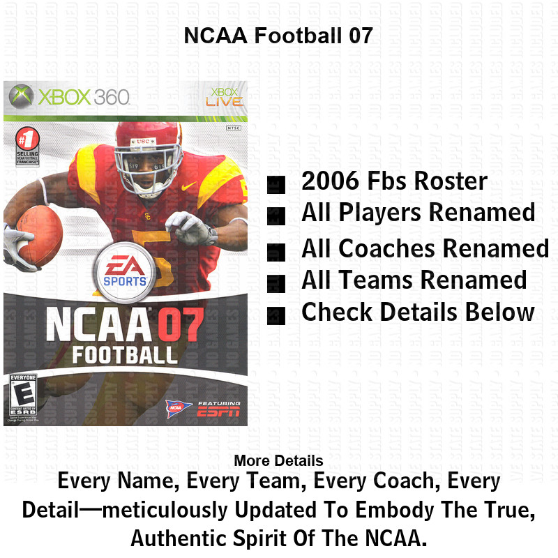 NCAA Football 2007 2008 2009 2010 2011 2012 13 14 Roster Update Xbox USB Saves