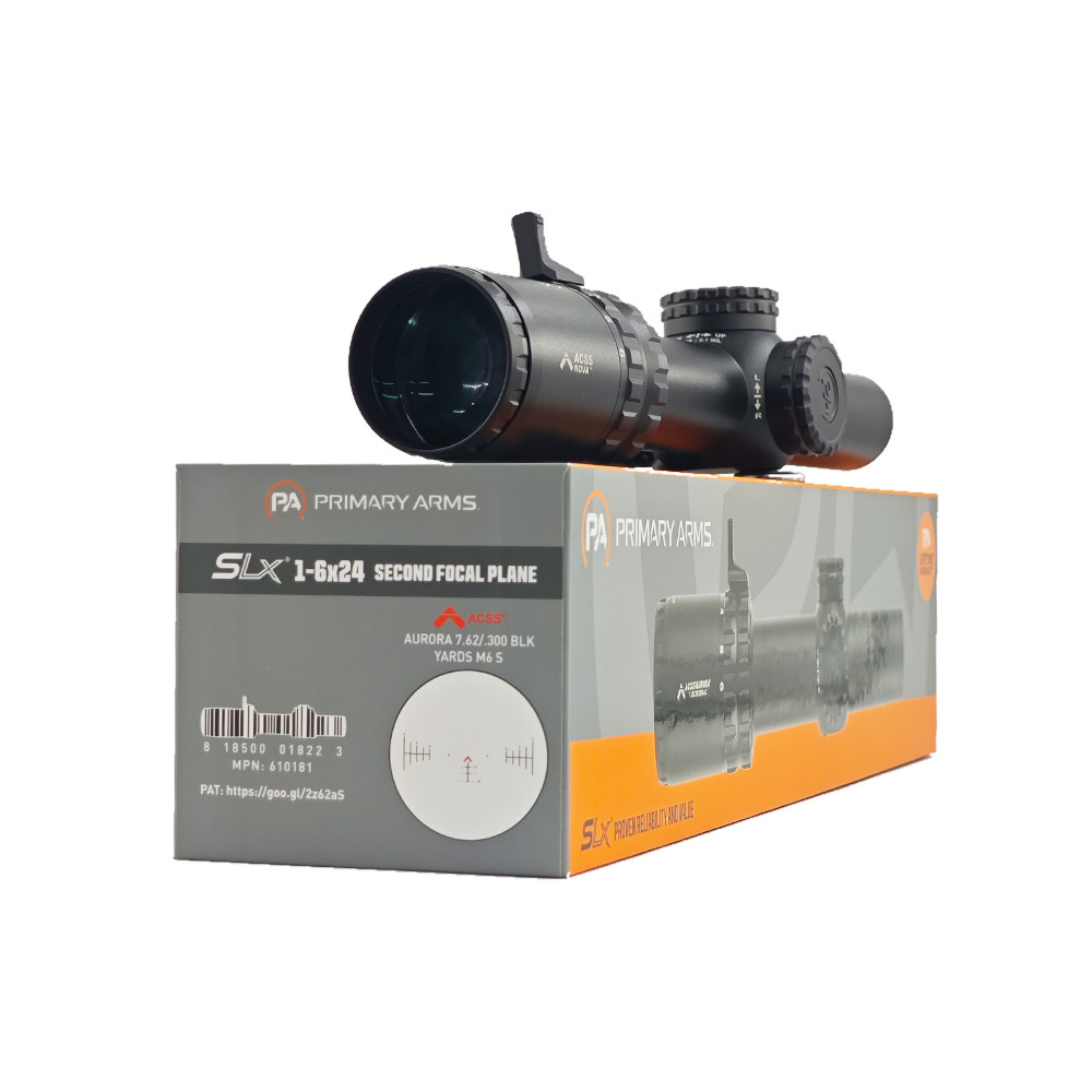 Primary Arms SLx 1-6x24 SFP Scope-Illuminated Red ACSS Aurora7.62/.300 BLK Yards