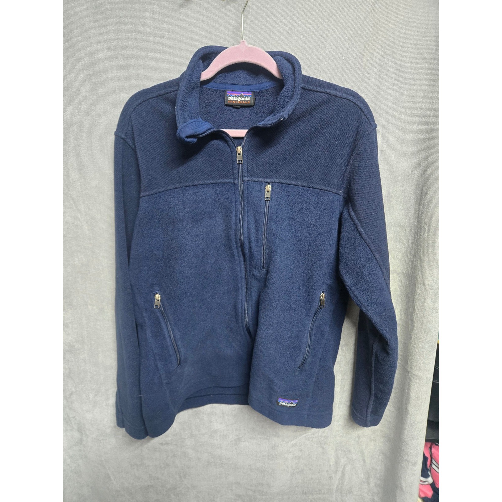 Patagonia Synchilla Full Zip Fleece Jacket Navy Blue Mens Large 25480 Patagonia Synchilla Full Zip Fleece Jacket Navy Blue Mens Large 25480