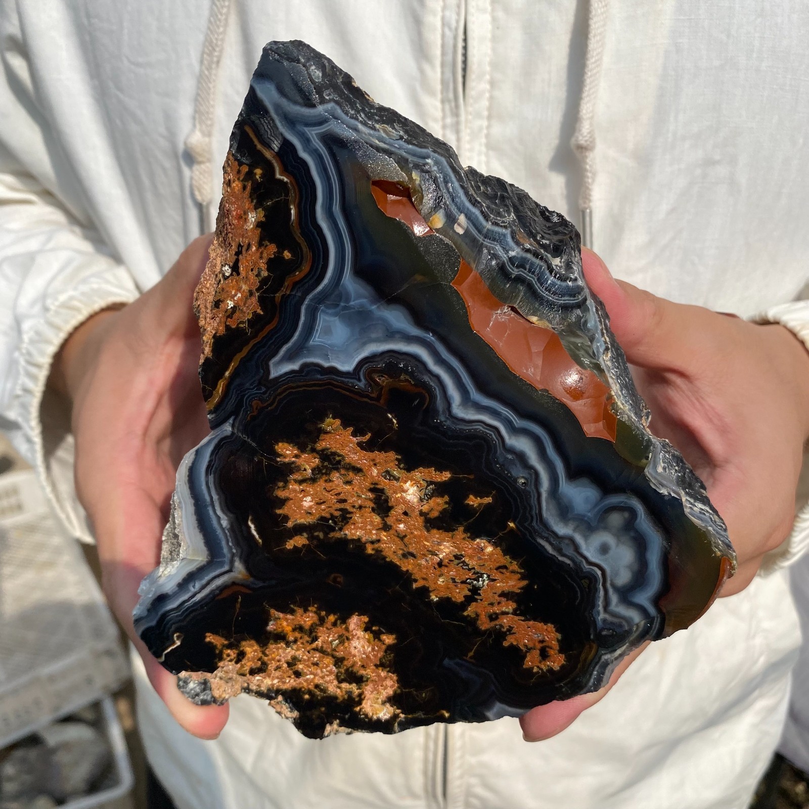5.1lb Natural Colorful Brazilian Striped Agate Partial Polishing Rough Specimen