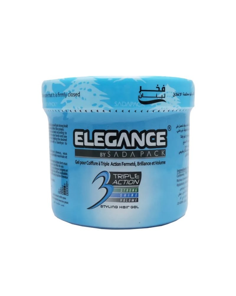 Elegance by Sada Pack Triple Action Styling Hair Gel – Strong Hold, Maximum Shin