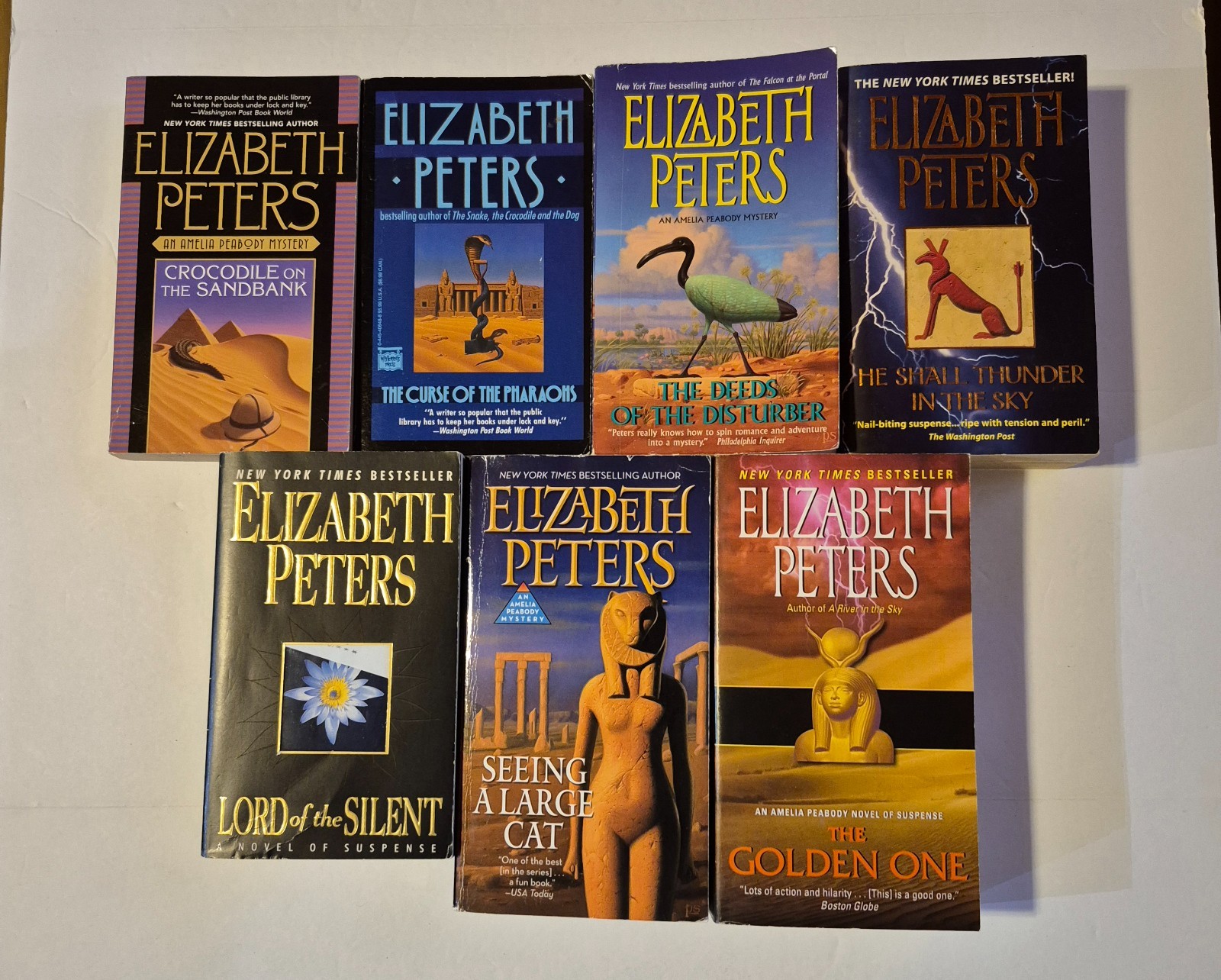 Elizabeth Peters Amelia Peabody paperback  Mysteries lot of 7 good preowned