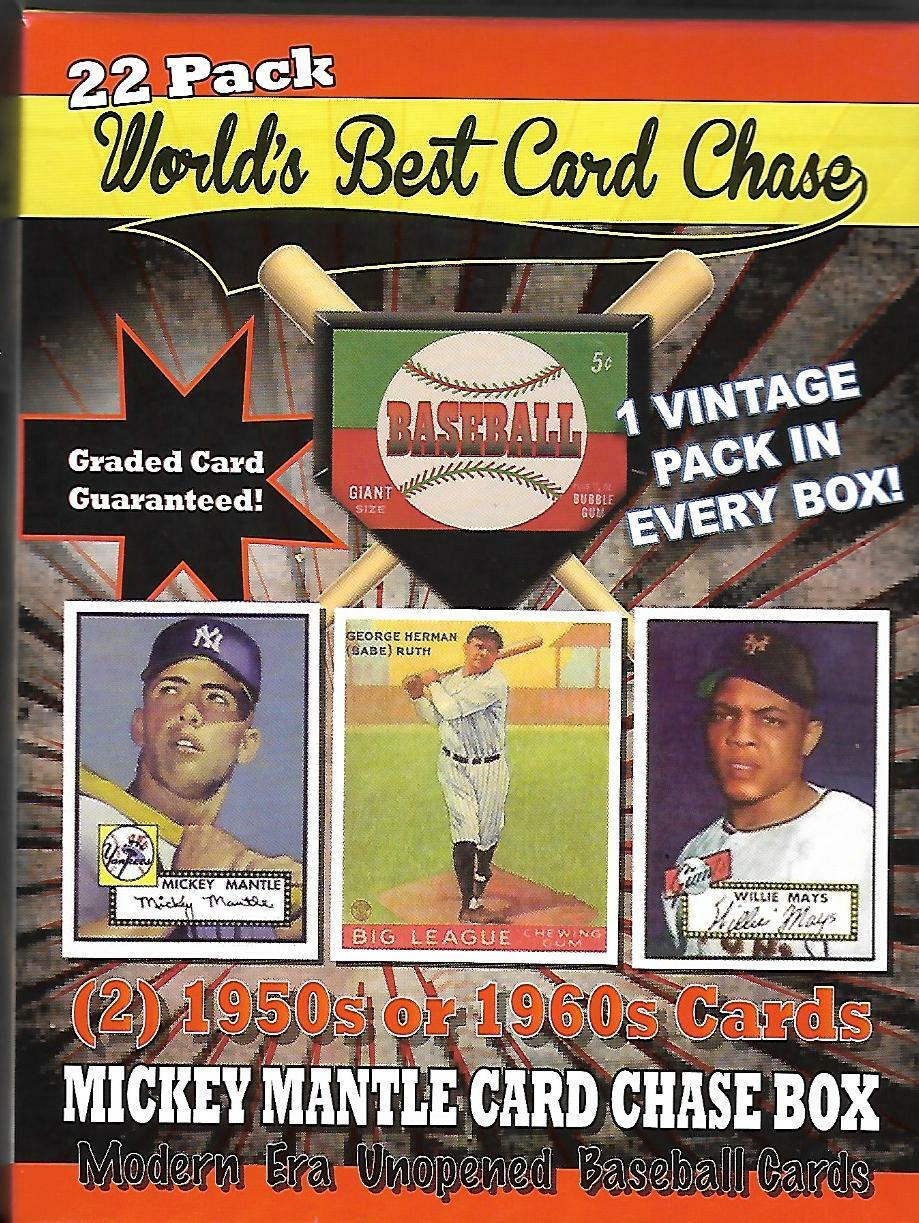 1952 Mantle Rookie Card Chase Box ;Graded Crd:22 pcks;2 50/60 Crds\vintage pack