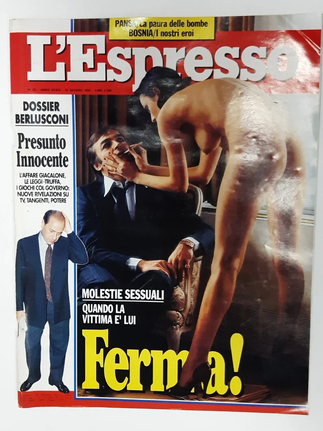 L\'ESPRESSO RIVISTA SETTIMANALE n.23 13/06/1993 Ferma Molestie Sessuali vittima L\'ESPRESSO RIVISTA SETTIMANALE n.23 13/06/1993 Ferma Molestie Sessuali vittima