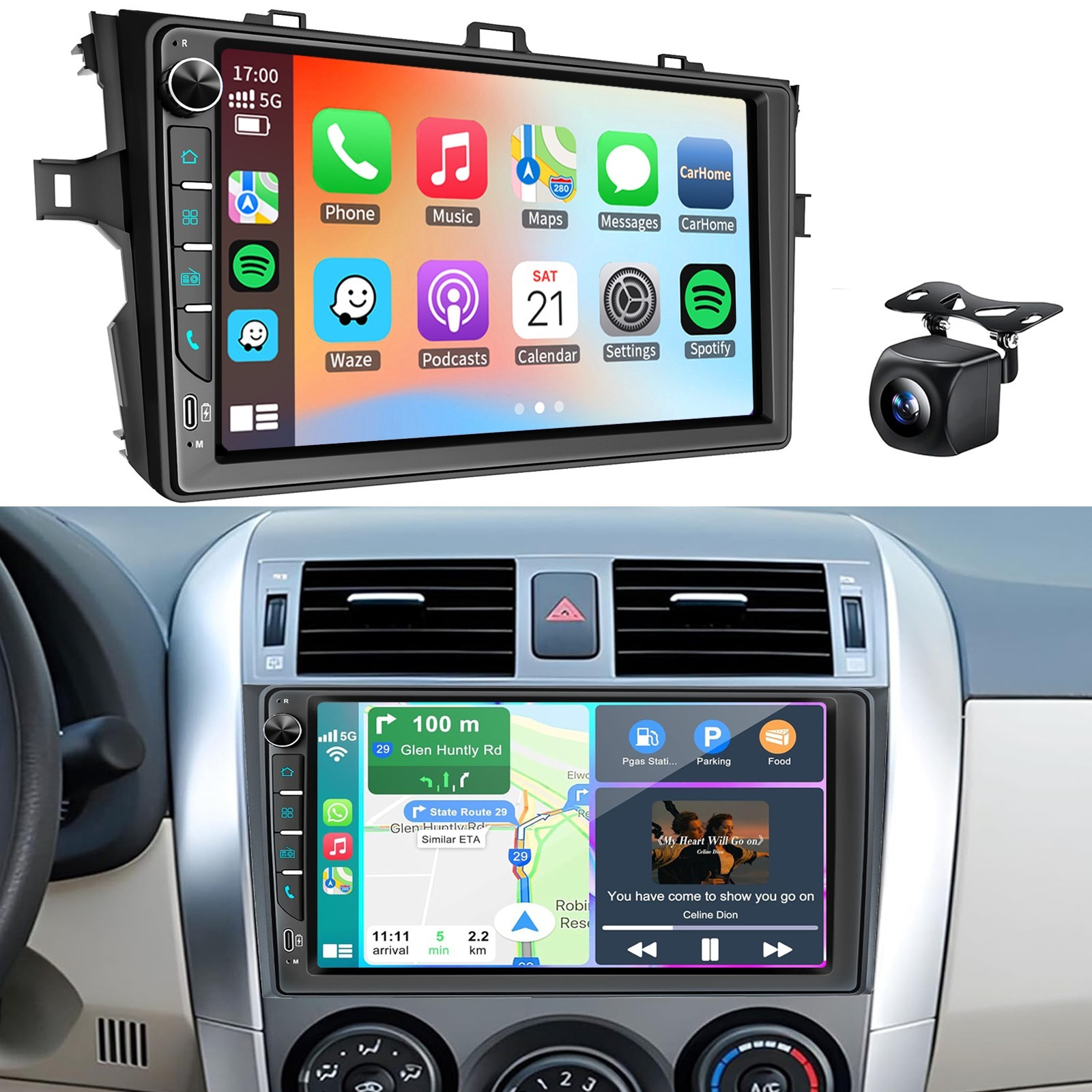 9inch Apple Carplay For Toyota Corolla 2009-2013 Car Stereo Radio +Backup Camera