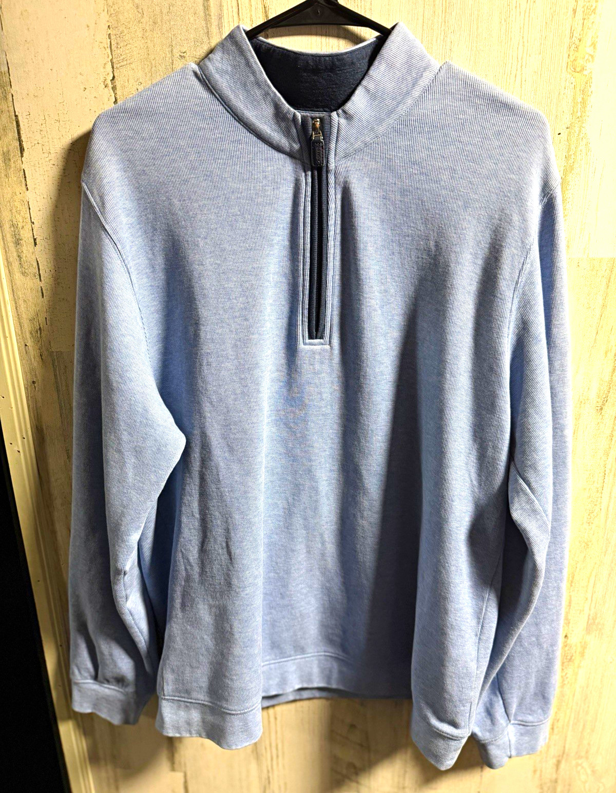 johnnie-O Men\'s L Cassique Kiawah Island Golf 1/4 Zip Pullover Blue Large