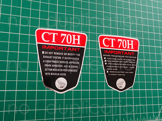 1971 71\' CT70 K1 red Chrome Badges CT-70 decals, stickers, autocollants