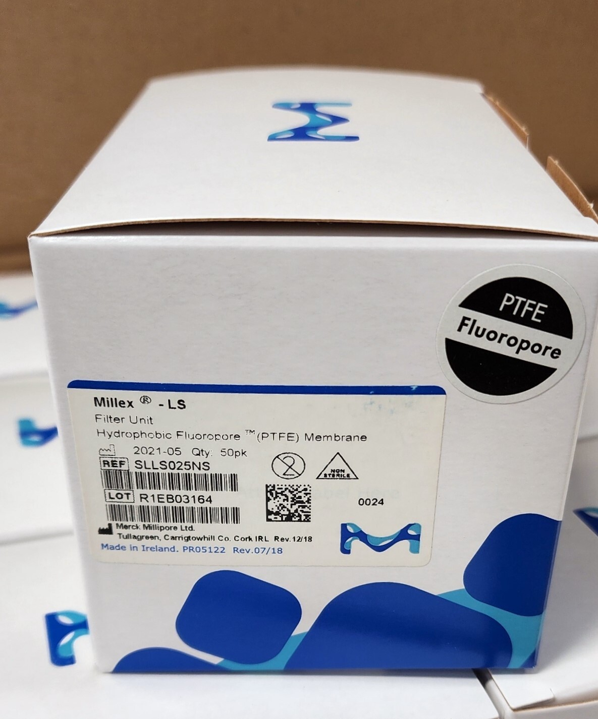 Millipore SLLS025NS Millex LS Hydrophobic  Fluoropore PTFE syringe filter 50/PK