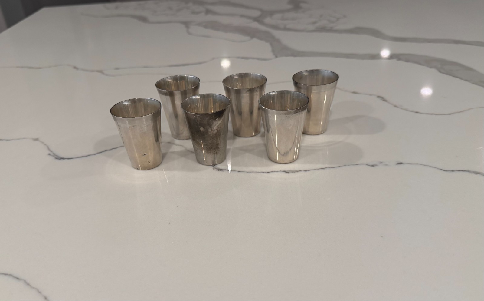 Vintage Mexican Silver Shot Glasses Set Of 6 233g of Sterling Silver Vintage Mexican Silver Shot Glasses Set Of 6 233g of Sterling Silver