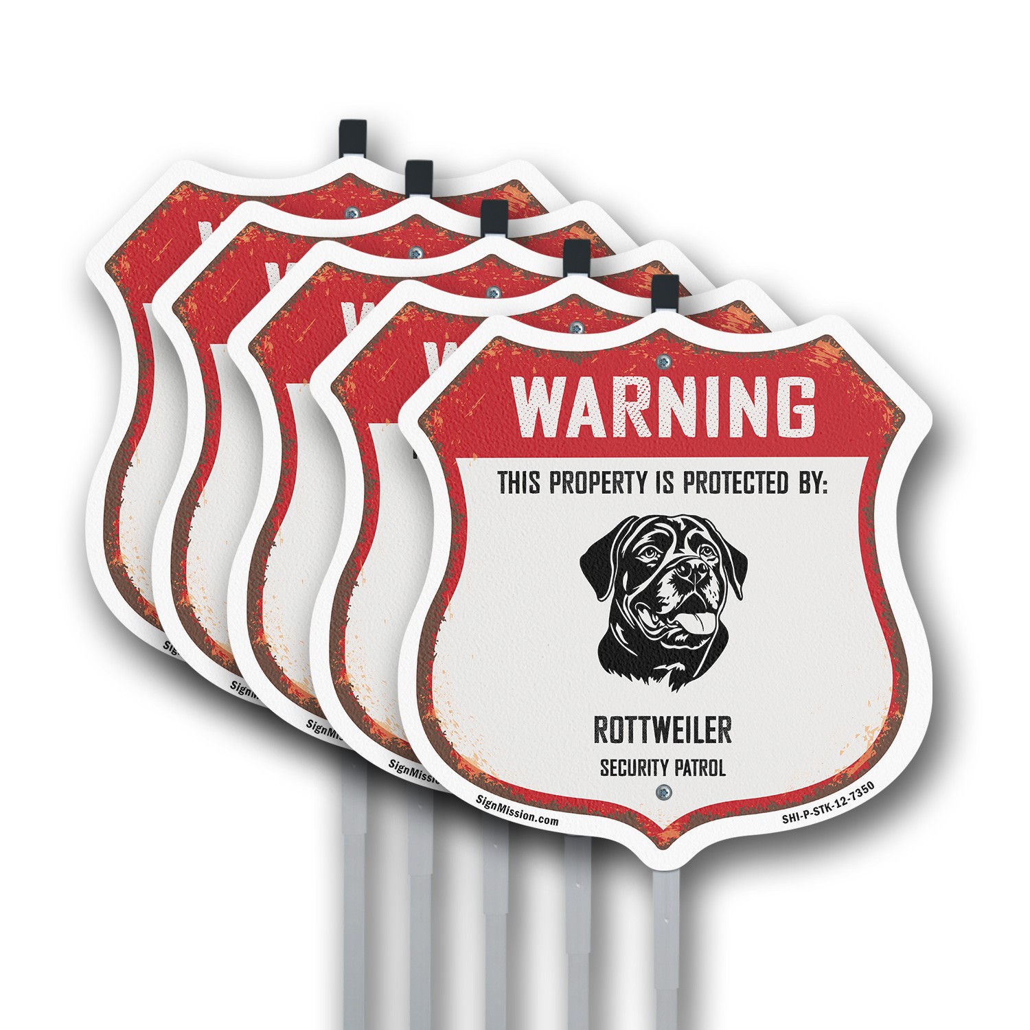 Warning Property is Protected by Rottweiler Made in the  Shield Sign With Stake