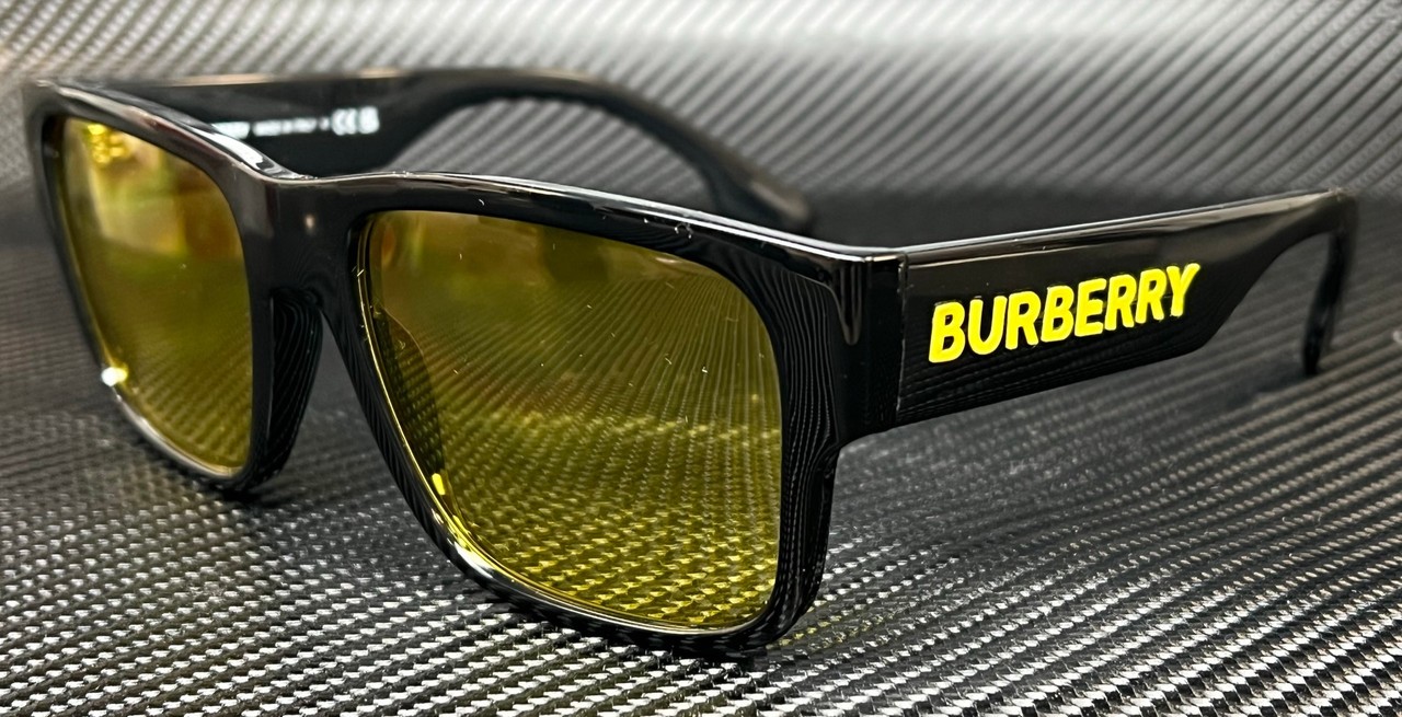 BURBERRY BE4358 300185 Black Yellow Men\'s 57 mm Sunglasses