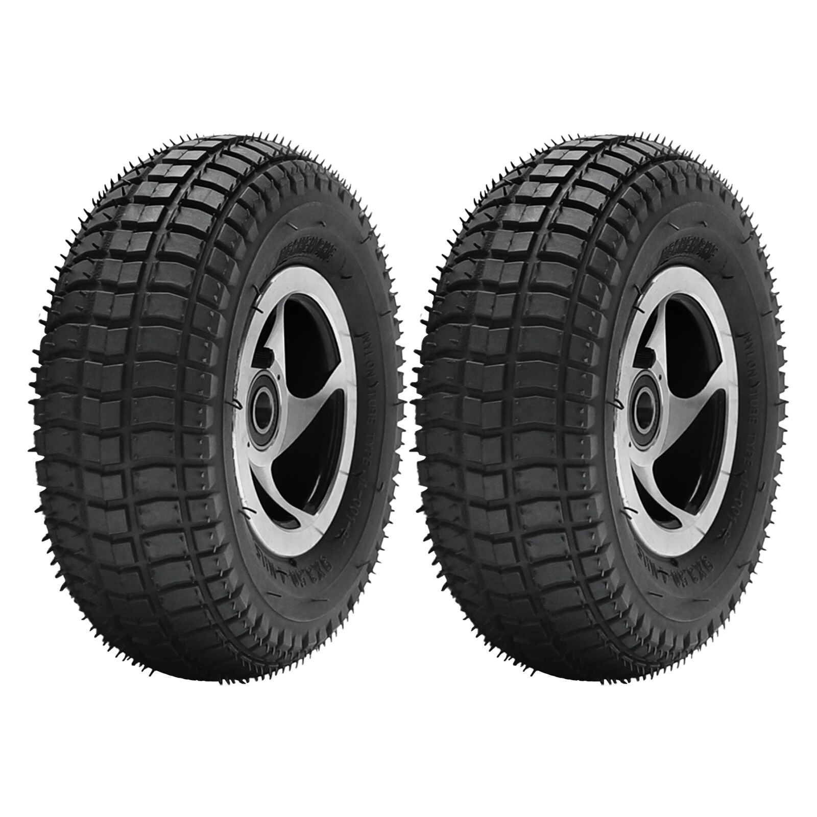 2pc 9x3.50-4 Front Wheel Tire Rim 15mm Bearing Electric ATV Wheelchair Transaxle