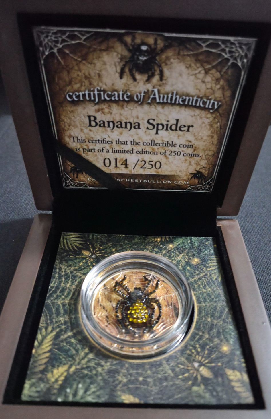 2026 Canada Maple Banana Spider 1 oz .9999 Silver Coin 014/250 Mintage w/COA 2026 Canada Maple Banana Spider 1 oz .9999 Silver Coin 014/250 Mintage w/COA
