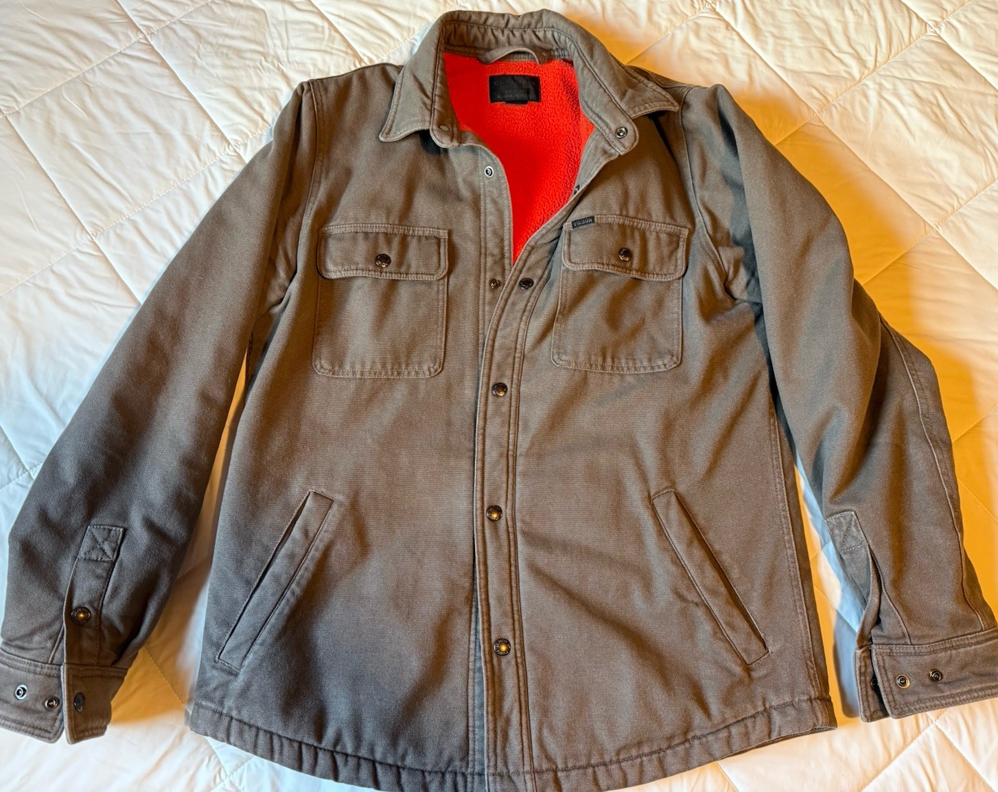 filson fleece lined Jac shirt | Olive Canvas | Medium