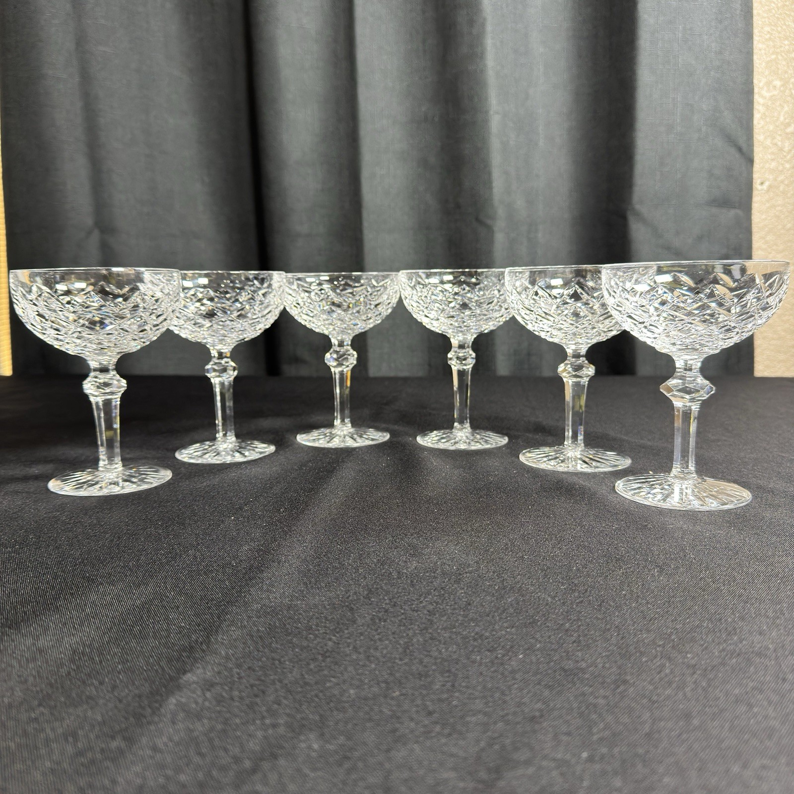 Vintage WATERFORD Crystal POWERSCOURT Champagne Coupes Sherbet Glasses Set of 6