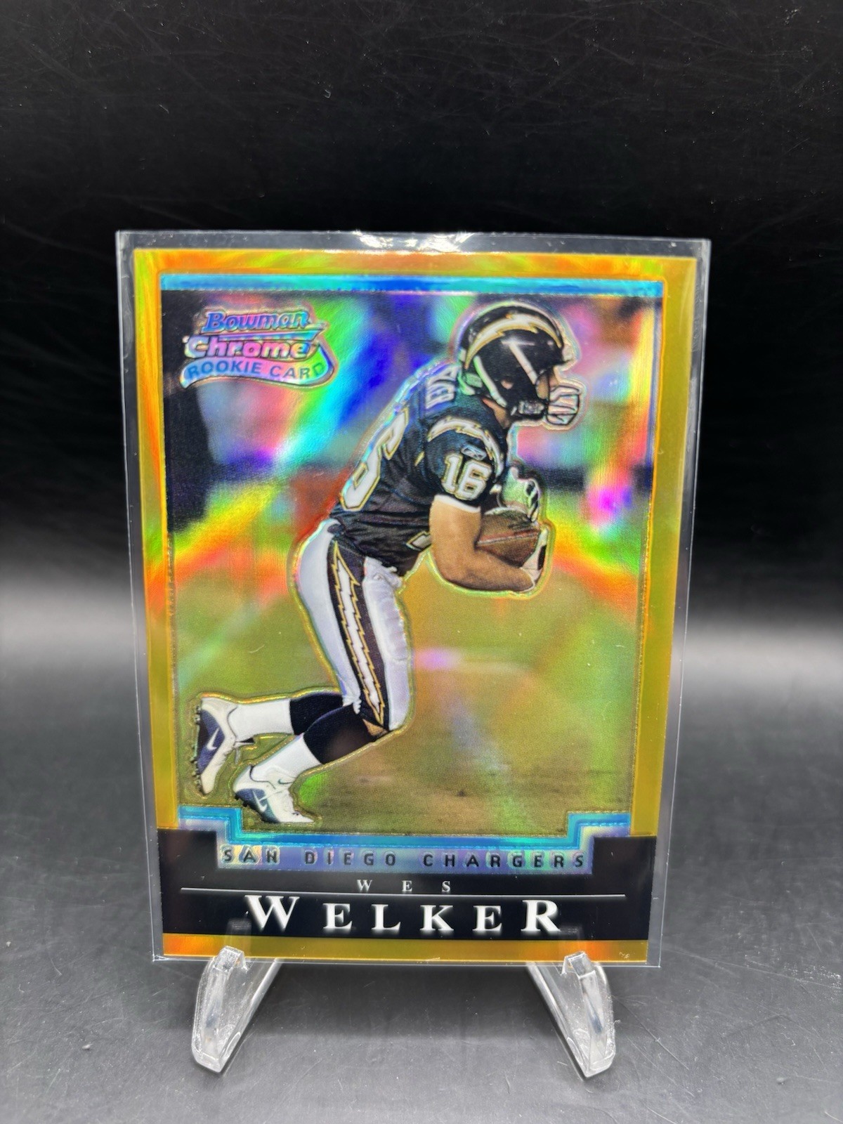 Wes Welker 2004 Bowman Chrome Wes Welker Gold Refractor Rookie /50 Chargers