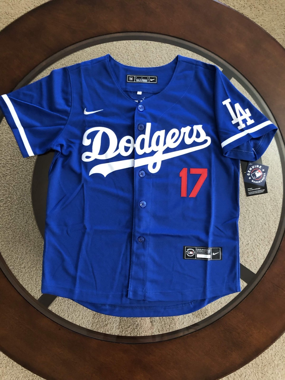sNWT Shohei Ohtani Dodgers Kids Medium Blue Away Jersey Stitched #17