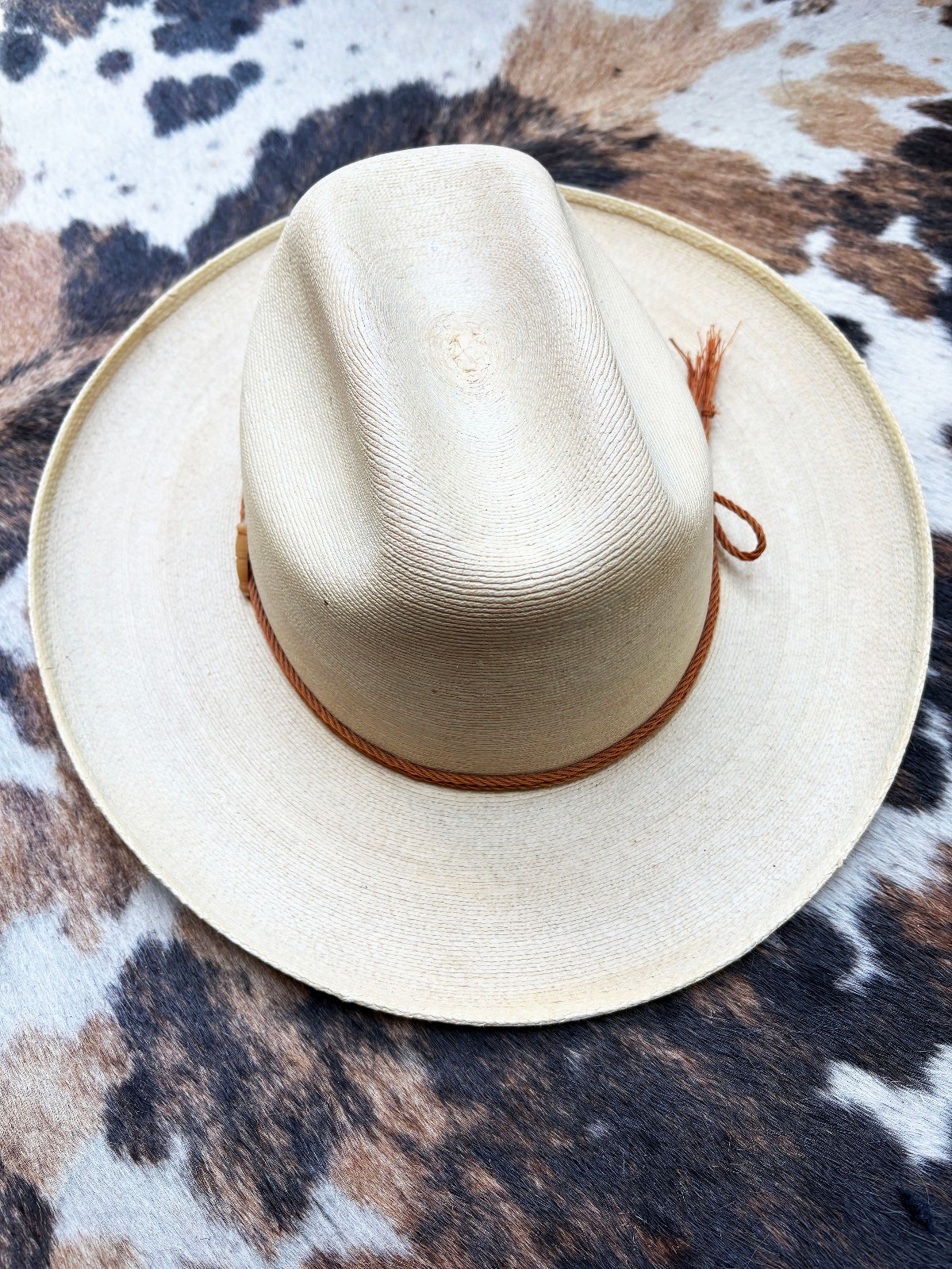 Vintage PIGALLE XXXXX Sahuayo Michoacan Mexico Vaquero 1980s Palm Straw Hat Sz 7